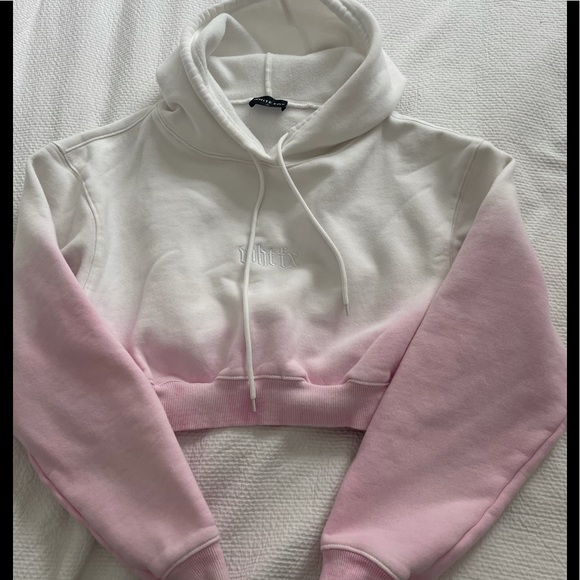 White Fox Boutique Sweaters - WHITE FOX I don't care pink ombre crop hoodie